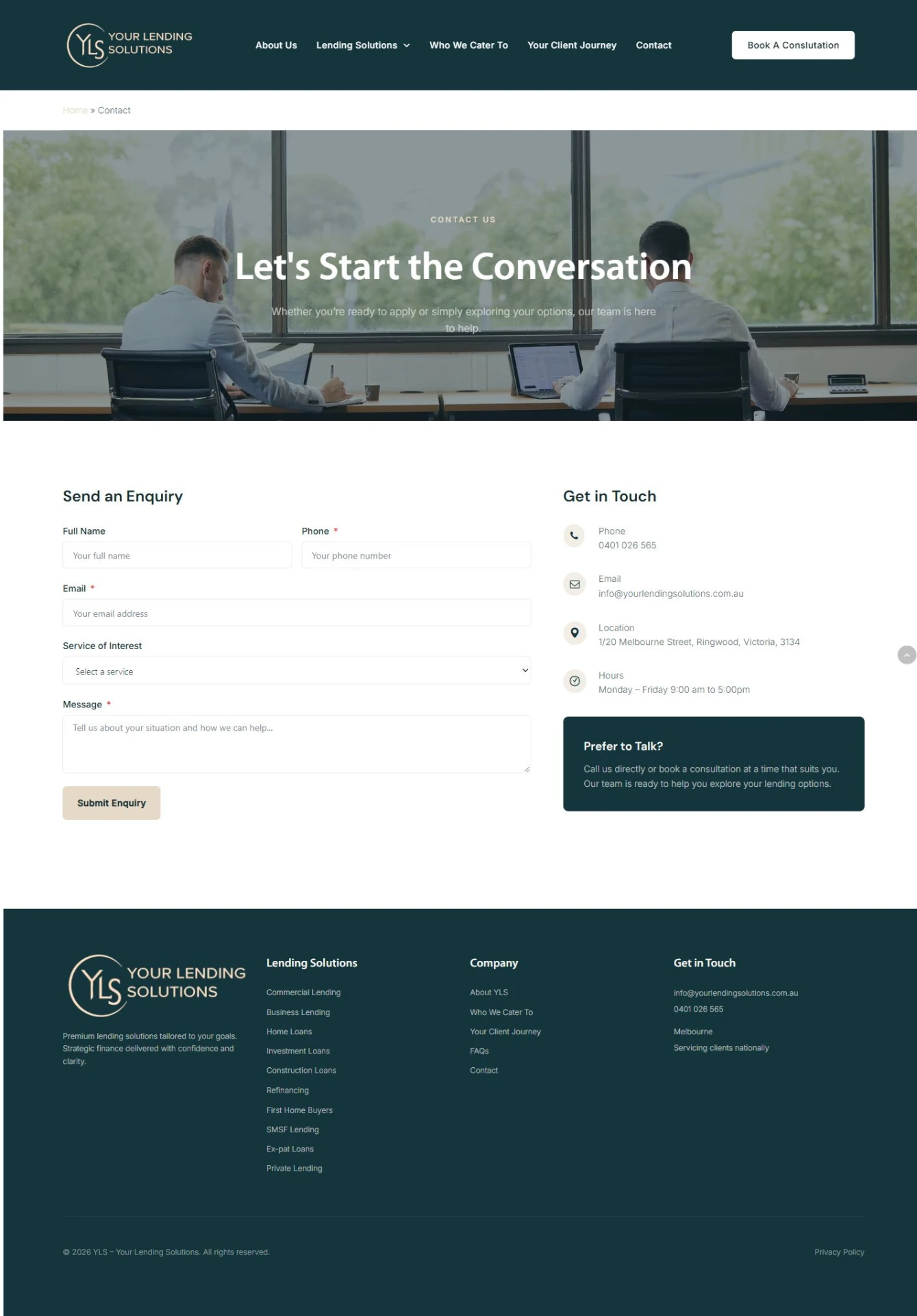 Book a Consultation — the one ask, everywhere