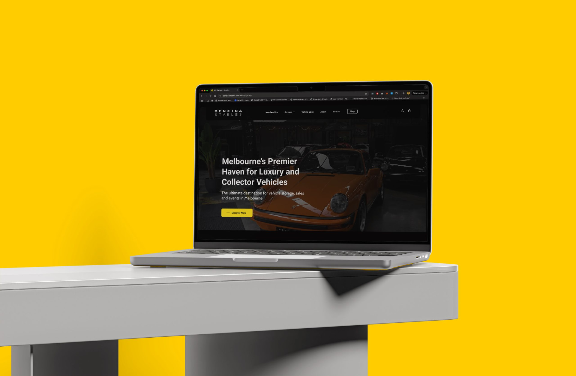 Benzina Stables website on a laptop