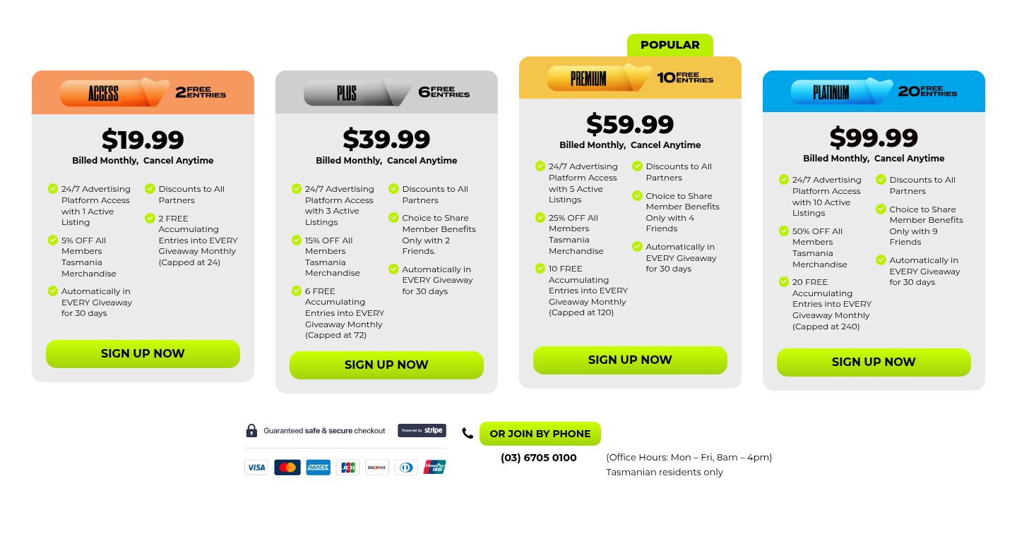 Members Tasmania membership packages