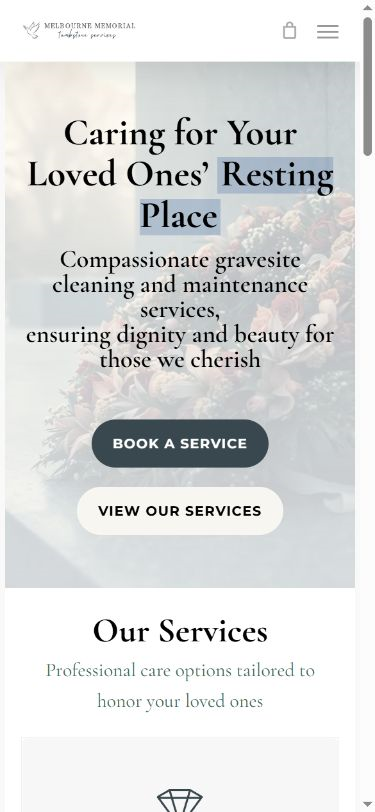 Melbourne Memorial mobile homepage