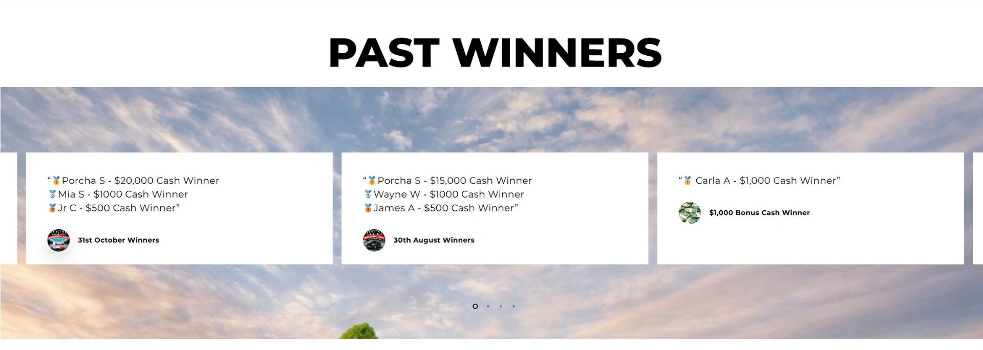 Published winners, drawn by a certified third party