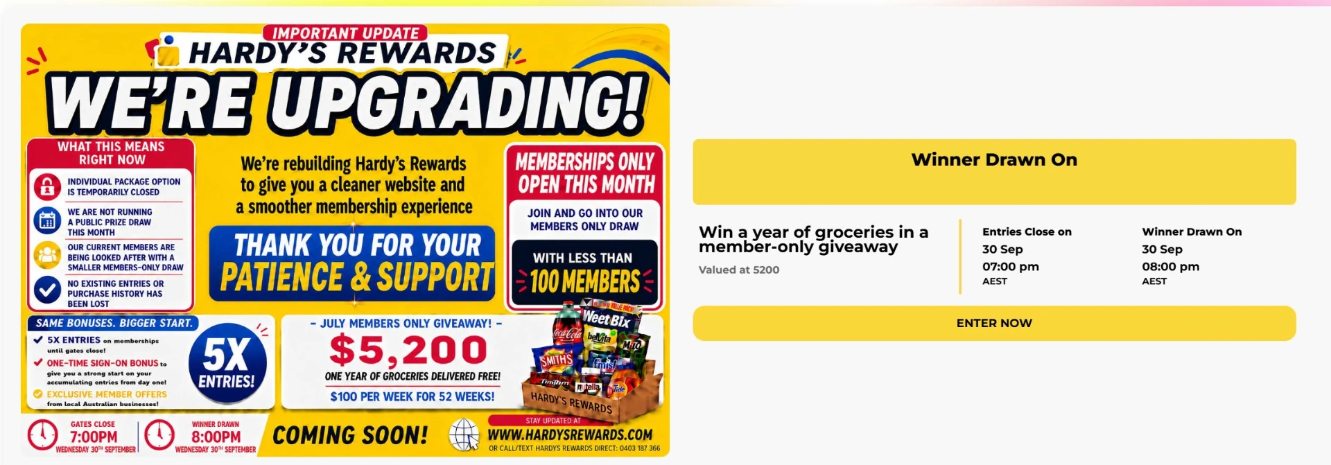 Monthly giveaways — cash, cars and a year of groceries