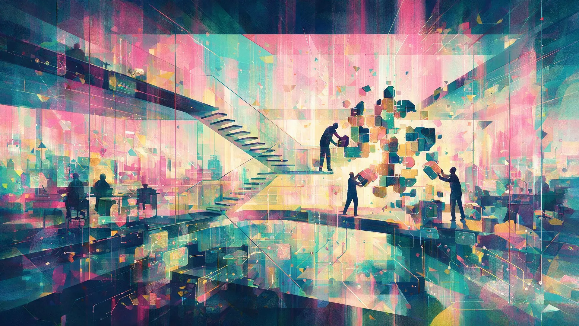 Abstract illustration representing custom software platforms and web apps